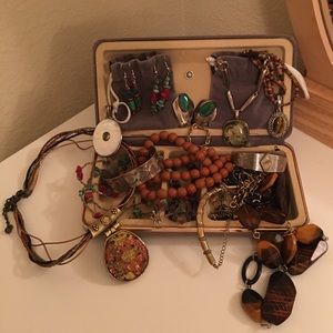Jewelry Box With Vintage & Sterling Jewelry